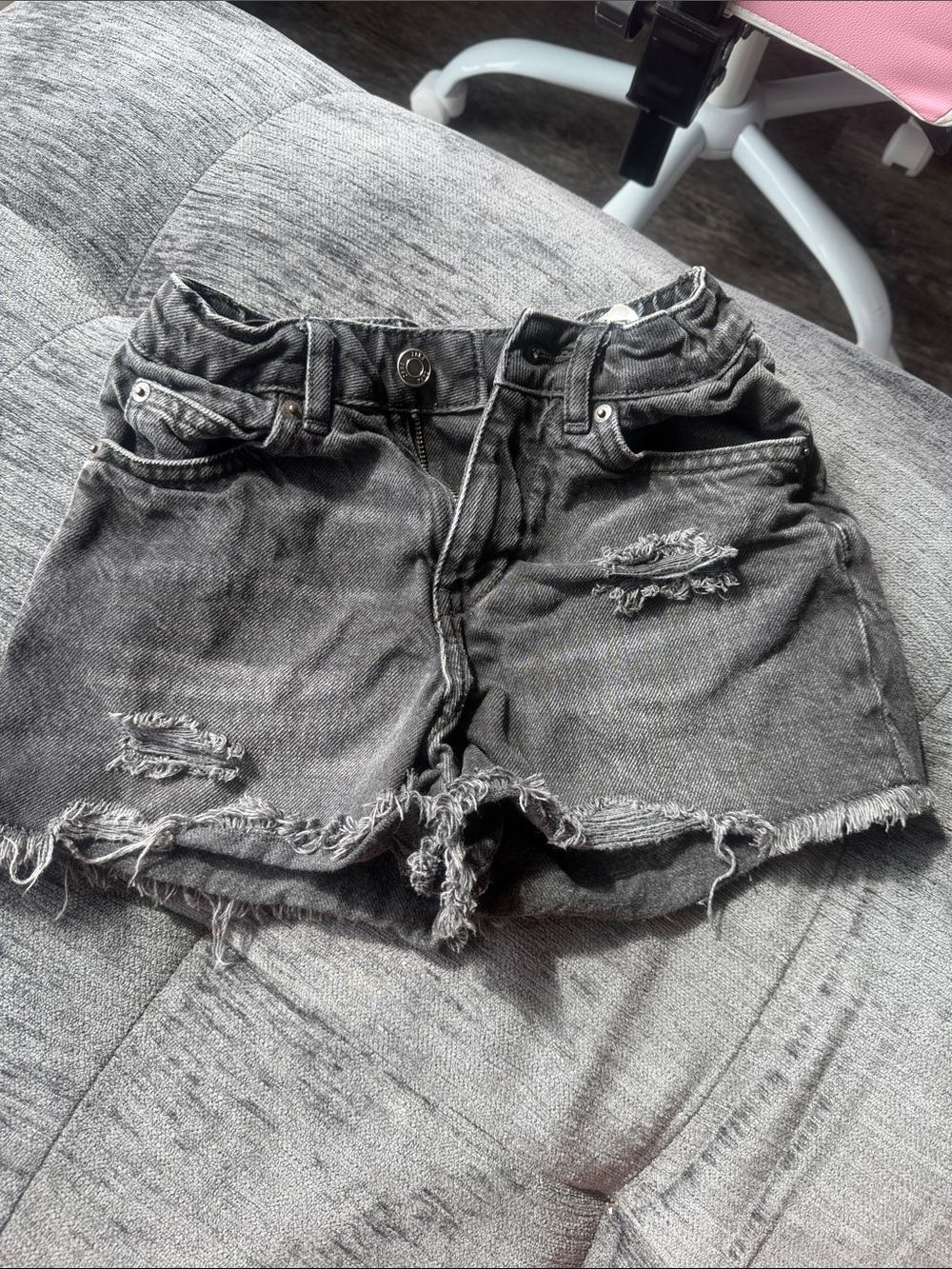 Distressed Denim Shorts - black